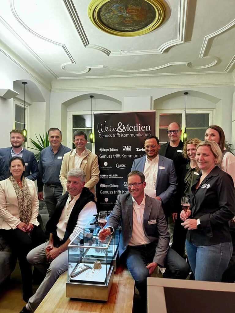 Event „Wein & Medien“ in Esslingen – Zusammenarbeit regionaler Unternehmen.